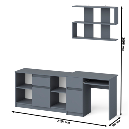 Тумба для техники МТВ1204.1 с компьютерным столом Мори МС-1 левым и полкой навесной