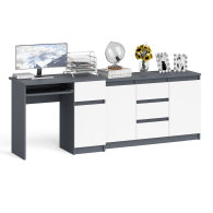 Домашние кабинеты, Тумба-комод МК1200 3 ящика и дверки Мори и стол компьютерный МС-1 с тумбой справа