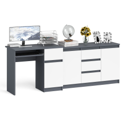 Тумба-комод МК1200 3 ящика и дверки Мори и стол компьютерный МС-1 с тумбой справа