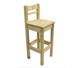 Стул барный из массива с высокой спинкой