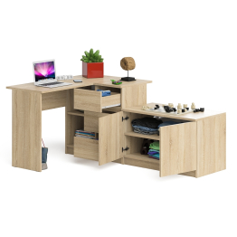 Тумба широкая Мори 900 и угловой стол компьютерный Мори правый