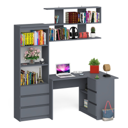 Рабочее место с угловым столом Мори МС-16 правым со стеллажом и полкой