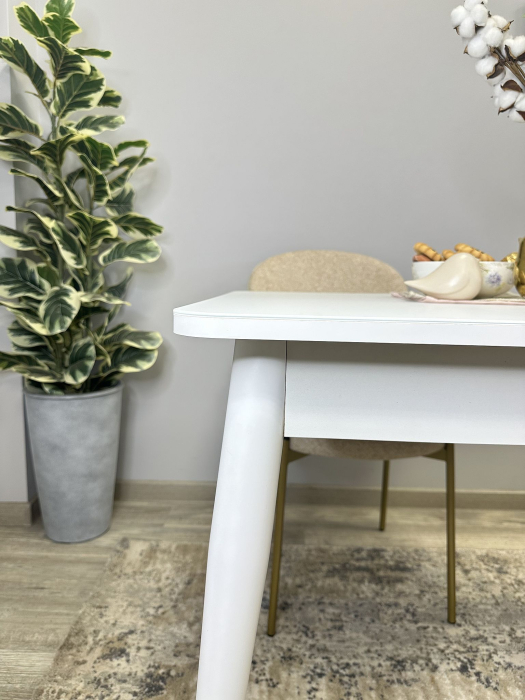 Обеденные столы, Стол Kenner 900 K раздвижной, стекло белое сатин