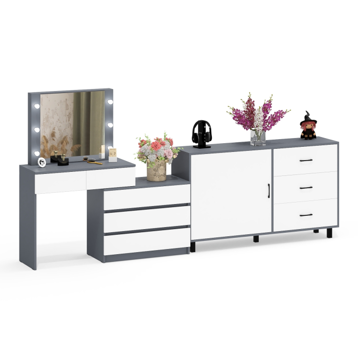 Туалетные столики, Стол-трансформер косметический с подсветкой 110 и комод-тумба три ящика 122-1504