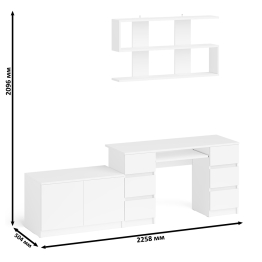 Стол компьютерный Мори МС-2 с верхней полкой и тумбой МА900.1