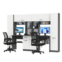 Столы рабочие для двоих с компьютерными креслами Aльфа
