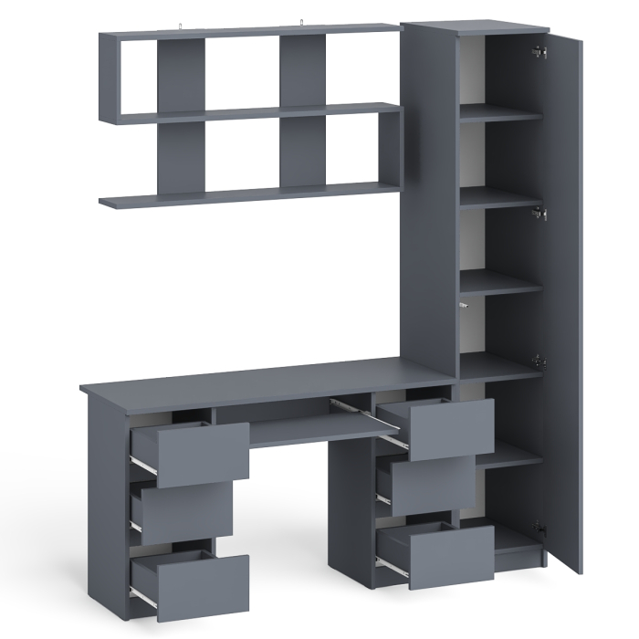 Домашние кабинеты, Компьютерный стол МС-2 с верхней полкой и пеналом для вещей Мори