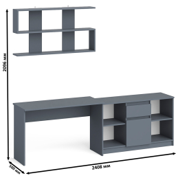 Тумба большая с дверками и нишами с письменным столом Мори и верхней полкой на 1200