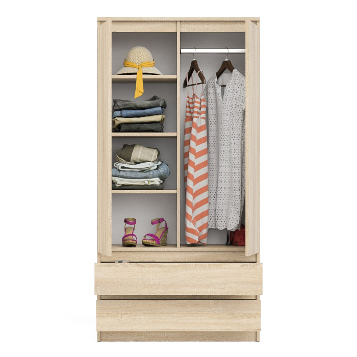 Шкафы двухстворчатые, Шкаф-комод два ящика и две дверки Мори МШ900.1