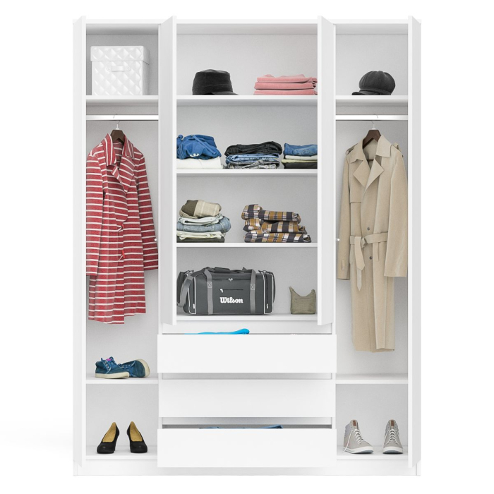 Шкафы распашные, Шкаф-комод с тремя ящиками и четырьмя дверками Мори МШ1600.1