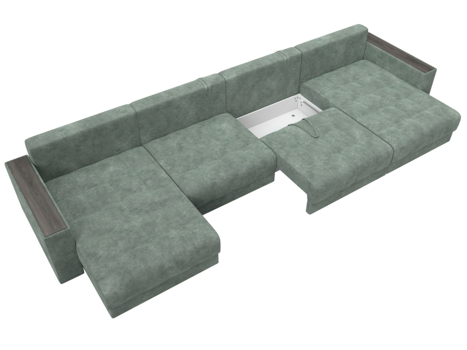 Дизайнерские диваны для гостиной, Диван П-образный с декором Лига-049 НПБ Лонг, велюр BRUT