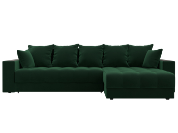 Диван угловой с декором и полкой Лига-050 НПБ, велюр SEVEN