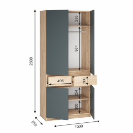 Шкаф распашной Стоуби ШК-1000 дуб крафт /графит