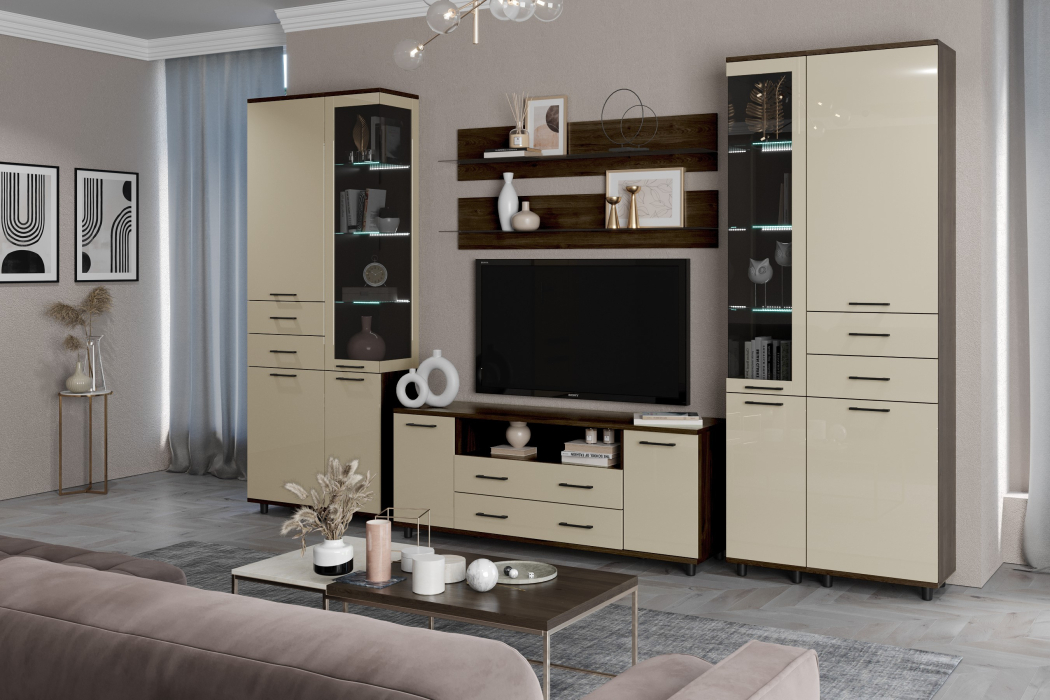 Стенки для гостиной, Модульная гостиная Грейс композиция 12  Гикори Джексон Темный