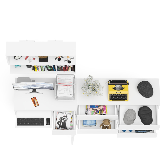 Домашние кабинеты, Широкий комод Мори МК1200.6 с письменным однотумбовым столом МС-1 правый и полкой на 900