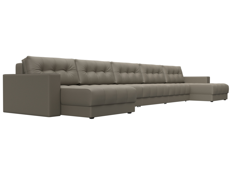 Диваны еврокнижки, Диван П-образный с декором Лига-049 НПБ Мегалонг, экокожа GRIFON