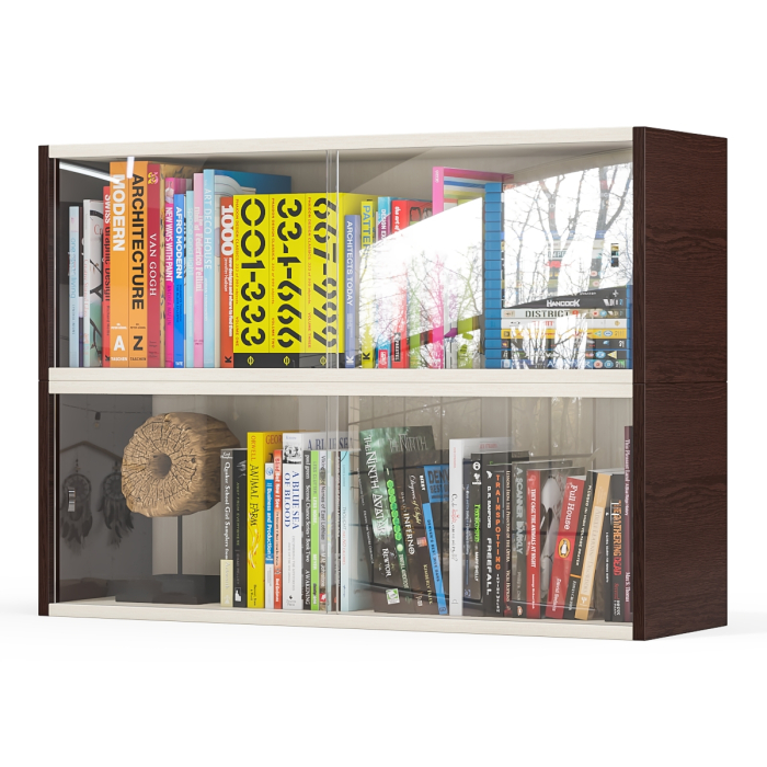 Настенные полки, Комплект из двух книжных полок со стеклом КН-01