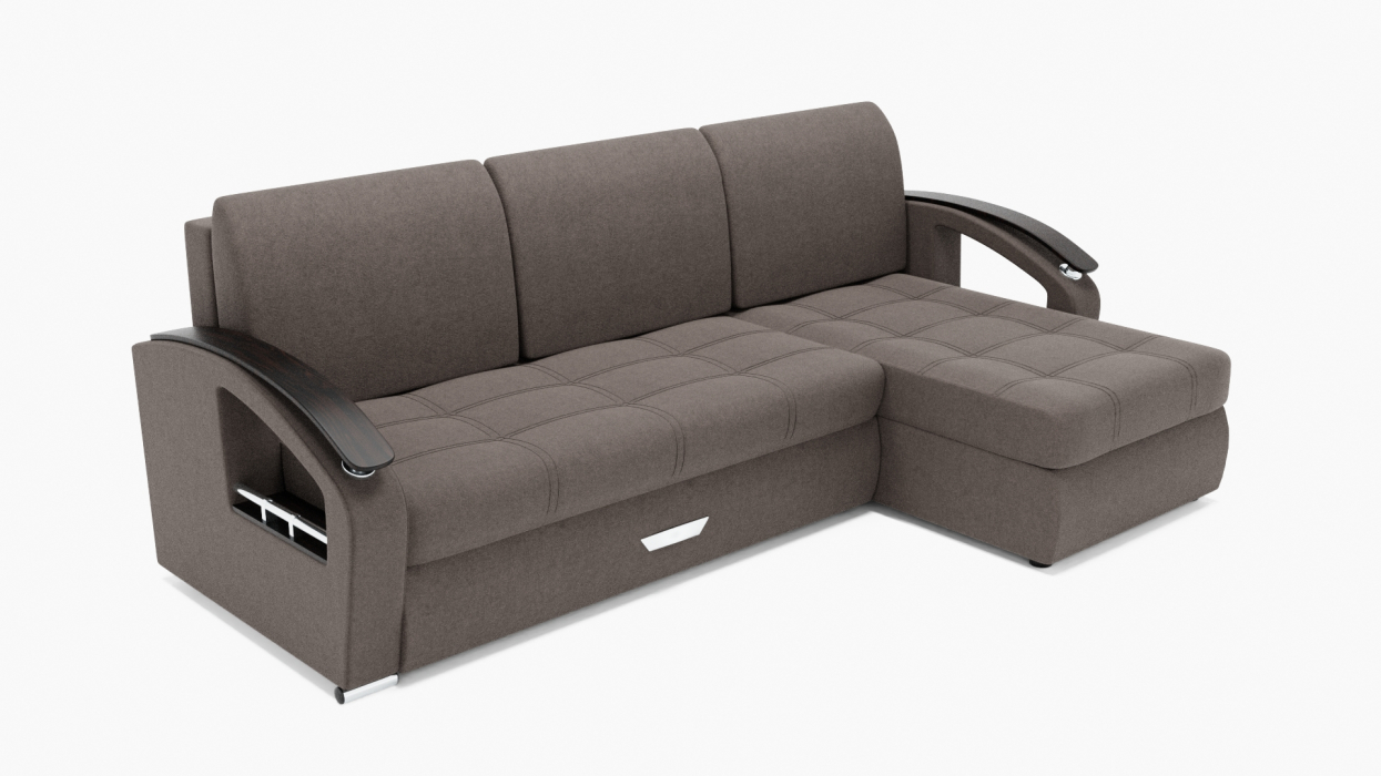 Диваны угловые в гостиную, Угловой диван Дубай-1 с оттоманкой ППУ, велюр