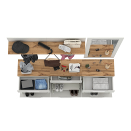 Три обувницы с зеркалом и вешалками для одежды Октава