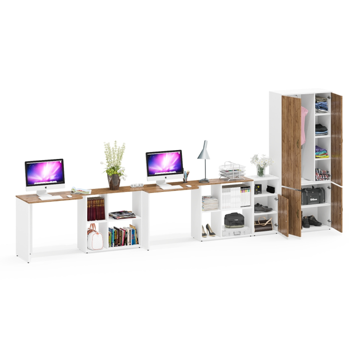 Домашние кабинеты, Место для работы в домашнем офисе Лидер-8 для двоих человек из столов с тумбой 3.19 и шкафа 20Б