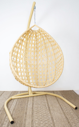 Подвесное кресло КАПЛЯ ЛЮКС с ротангом бежевое