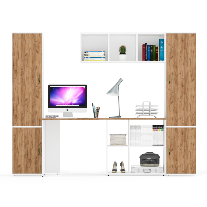 Домашние кабинеты, Два пенала серии Лидер-8 МД 22Б и МД 21Б и компьютерный рабочий стол с полкой для книг