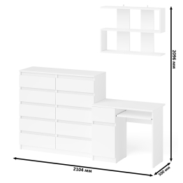 Комод 10-ть ящиков Мори МК1200.10 с компьютерным столом МС-1 левый и полкой