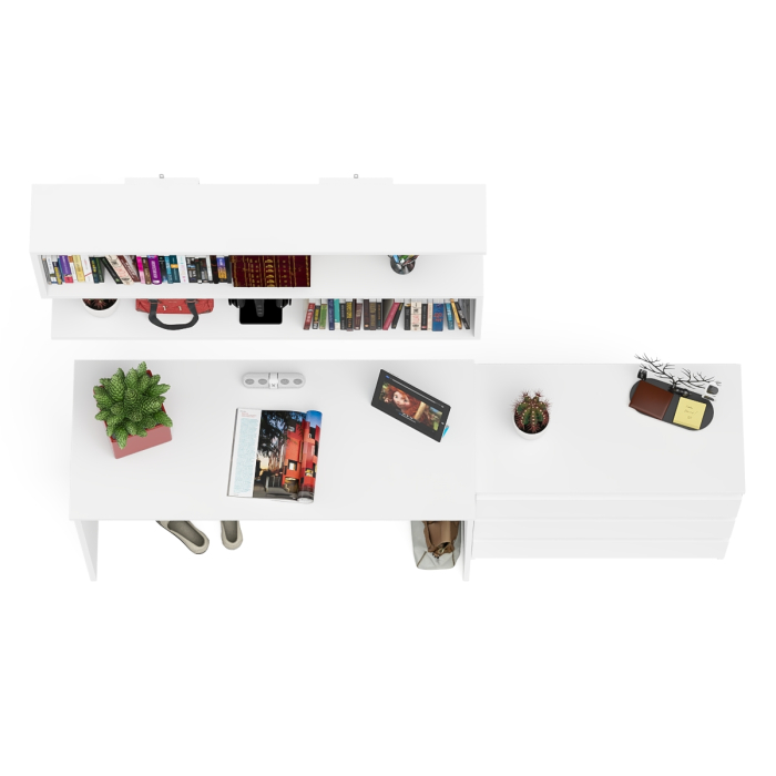 Прямые компьютерные столы, Комод три ящика Мори 800 с письменным столом 1200 и навесной полкой 1200