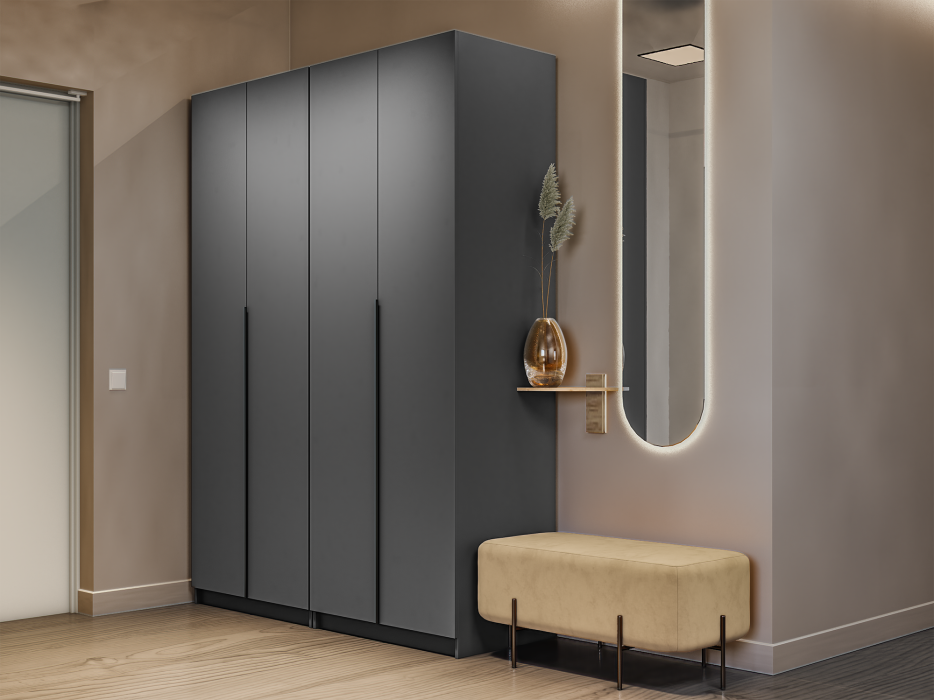 Шкафы распашные, Шкаф складной Е1 Локер ("Гармошка") 162х52.5х220 см,с двумя комплектами полок и модулем