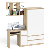 Домашние кабинеты, Стол компьютерный с ящиком МС-1 правый с навесной полкой и шкаф-комод МШ900.1 Мори