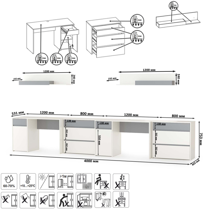 Для девочек, Мебель в детскую для учёбы Торонто № 13
