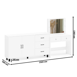 Косметический столик с подсветкой СТ-5 в комплекте с комодом 123-1604