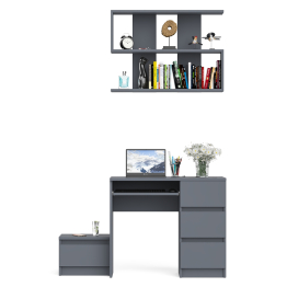 Компьютерный стол Мори МС-6 ящики справа с навесной полкой 900 и тумбой с ящиком