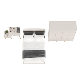 Шкаф-комод 4-х дверный с кроватью 1400 Афина и трюмо с зеркалом