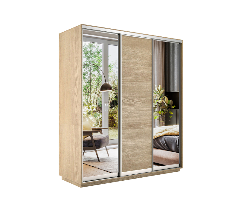 Шкафы-купе, Шкаф-купе Экспресс Медиум (2 зеркала) трио 2200 x 1800 x 600