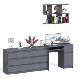 Комод шесть ящиков Мори МК1380.6 со столом с ящиком и дверкой справа и полка