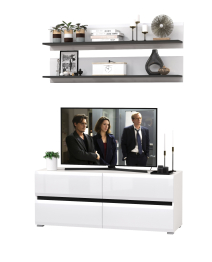 Две открытых полочки с тумбой для аппаратуры Сидней