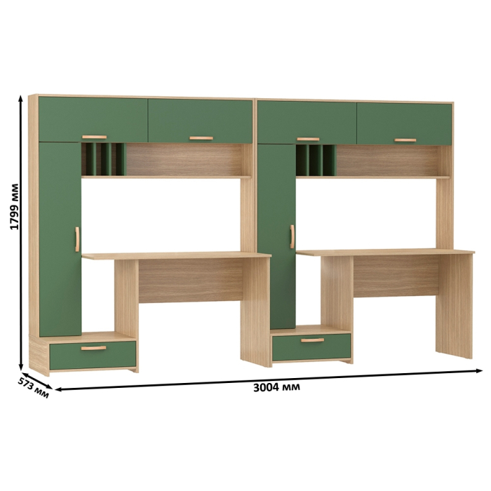 Прямые компьютерные столы, Лайт столы письменные 03.243Н с верхними полочками