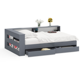 Ксения 1200 кровать с ящиками, ящиком для белья и прикроватным блоком для вещей