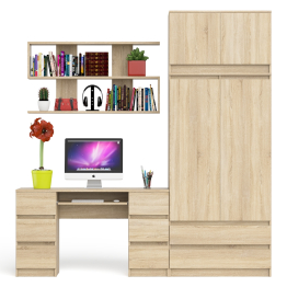 Шкаф-комод с антресолью Мори МШ900.1 со столом для работы и учёбы и книжной полкой