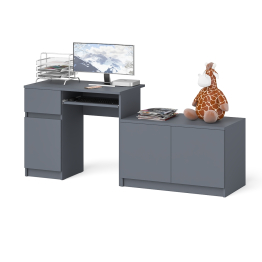 Компьютерный стол ящик и дверка Мори МС-1 левый с широкой тумбой 900