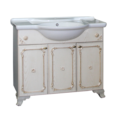 Мебель для ванных комнат, Набор мебели для ванной Mixline Сальери-95 патина золото (зеркало, пенал правый, тумба, раковина)