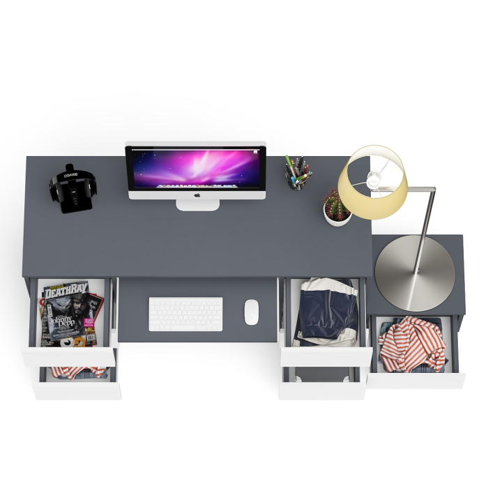 Прямые компьютерные столы, Компьютерный двухтумбовый стол Мори с дополнительной тумбой