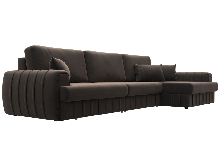 Диваны угловые в гостиную, Диван угловой Лига-057 НПБ Лонг угол правый, велюр SEVEN