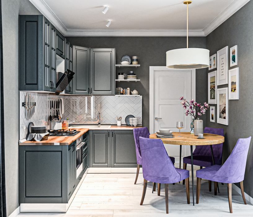 Кухонные гарнитуры, Кухонный гарнитур Регина Белый/Серый матовый/Дуб Бильбао 2,4х1,6 м