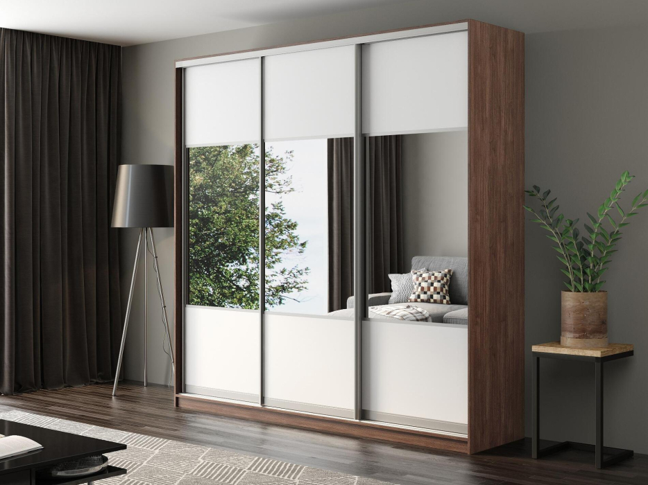 Шкафы-купе, Шкаф-купе Айсберг 250 ШАМОНИ ТЕМНЫЙ (белый/комбинированный)