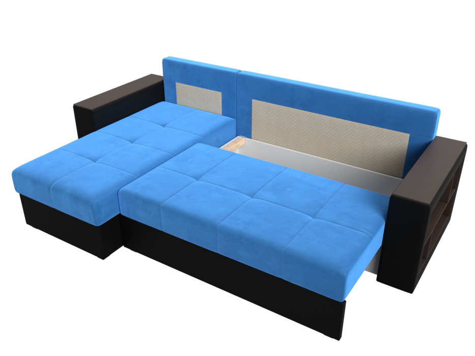 Диваны угловые в гостиную, Диван угловой Дубай Лайт, велюр/экокожа, левый угол