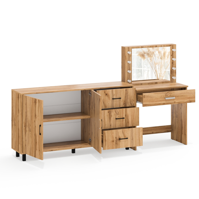 С зеркалом, Комод-тумба 123-1604 и туалетный столик с подсветкой СТ-4